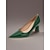 abordables Semiformal-Zapatos de tacón de bloque con punta puntiaguda de charol sintético verde brillante: elegantes zapatos formales para mujer