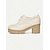 cheap Women&#039;s Oxfords-Women&#039;s Ivory Lace-Up Platform Oxford Shoes – Chunky Heels with Textured Soles for Casual and Office Wear