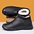 baratos Inverno e botas de neve-sapatos masculinos pretos impermeáveis de inverno sem cadarço – forro de pele sintética quente, sola antiderrapante durável, perfeita para clima frio e atividades ao ar livre