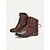ieftine Cizme Cowboy &amp; Western-botine de damă maro western cu dantelă și toc stivuit - stil rustic vintage pentru ținute casual și festivaluri