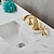 preiswerte Waschbeckenarmaturen-Wasserhahn mit Öl eingeriebener Bronze, weit verbreitet, Waschbeckenhahn, Waschtischmischer, Zulaufschlauch, Kreuzgriff, 2 Griffe, 3 Löcher