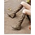 baratos Botas Slouch-botas femininas de cano alto, cano alto, com fivelas e salto plataforma, em tom bege desbotado – botas de inverno aconchegantes com punho de malha para trajes casuais