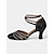baratos Sapatos de Dança Latina-sapatos de dança femininos de cetim preto com tiras de strass, sola de camurça macia e salto médio – perfeitos para dança latina, salsa e dança de salão