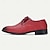 baratos Formal-sapatos sociais masculinos de couro sintético vermelho trançado – oxfords elegantes com cadarço e detalhes em couro envernizado para ocasiões formais e casuais