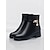 cheap Women&#039;s Boots-Women&#039;s Black Ankle Boots - Faux Leather with Plush Lining, Side Zipper, and Block Heels for Winter Fashion and Casual Wear