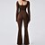 billiga Set och One-Pieces-Dam Jumpsuit Träningsdräkt Onesie Utsvängda byxben Ensfärgat Kroppsdräkt Byxdress Svart Kaffe Yoga Kondition Gymträning Andningsfunktion Mjuk Långärmad Sport Sportkläder Elastisk Smal