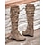 baratos Botas Slouch-botas femininas de cano alto, cano alto, com fivelas e salto plataforma, em tom bege desbotado – botas de inverno aconchegantes com punho de malha para trajes casuais