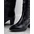 baratos Cowboy &amp; Western Boots-botas western pretas de couro sintético até o joelho com bico fino e salto bloco – estilo cowgirl chique para mulheres