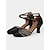 baratos Sapatos de Dança Latina-sapatos de dança femininos de cetim preto com tiras de strass, sola de camurça macia e salto médio – perfeitos para dança latina, salsa e dança de salão