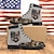 cheap Men&#039;s Sneakers-Men&#039;s Hunting Boots with Patriotic Deer Print – Durable Camouflage Lace-Up Outdoor Footwear