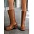 tanie Kowboj i zachodnie buty-brązowe, skórzane, kowbojskie buty damskie w stylu western - wysokość do połowy łydki, z obcasem piętrowym, idealne do swobodnych i rustykalnych stylizacji