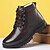 preiswerte Winter- und Schneestiefel-Winterstiefeletten zum Schnüren für Herren mit Kunstfellfutter, rutschfester, robuster Sohle und wasserdichtem Obermaterial aus Leder – ideal für den Außenbereich bei kaltem Wetter