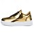 billiga Herrsneakers-guldmetallic låga sneakers för män – snygga snörskor med vit halkfri sula för vardags- och festkläder