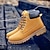 baratos Botas de trabalho-botas de trabalho amarelas clássicas masculinas – botas de cano curto duráveis com cadarço, colarinho acolchoado e sola resistente