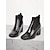 cheap Women&#039;s Boots-Women&#039;s Black Patent Crocodile Pattern Block Heel Ankle Boots – Stylish Formal Footwear for Parties and Office Wear