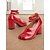 tanie Block Heels-damskie czerwone buty typu tabi na klockowym obcasie z paskiem na kostce – wyjątkowy design z rozciętym palcem pasujący do modowych stylów retro i nowoczesnych