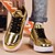 billiga Herrsneakers-guldmetallic låga sneakers för män – snygga snörskor med vit halkfri sula för vardags- och festkläder