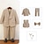 billige Guttens formelle drakt-5 deler Ringbærerdress Gutt Barn Dress Formell drakt Blazer &amp; vest &amp; bukser &amp; brosje &amp; slips Formell Fest Valentines Mote Kul Stripe Lomme Kakifarget Mørkegrå Polyester