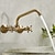 abordables Robinets de lavabo-Robinet mitigeur de lavabo encastré pour lavabo de salle de bain, robinet mural en laiton brossé rétro antique, robinet doré à large portée, montage mural