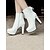 abordables Botas con plataforma-Botines de plataforma blancos para mujer con cordones en la parte trasera y cremallera lateral: botas de tacón alto de moda para fiestas y salidas nocturnas