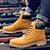 baratos Botas de trabalho-botas de trabalho amarelas clássicas masculinas – botas de cano curto duráveis com cadarço, colarinho acolchoado e sola resistente