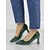 abordables Semiformal-Zapatos de tacón de bloque con punta puntiaguda de charol sintético verde brillante: elegantes zapatos formales para mujer