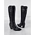 baratos Cowboy &amp; Western Boots-botas western pretas de couro sintético até o joelho com bico fino e salto bloco – estilo cowgirl chique para mulheres