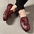 cheap Loafers-Men's Burgundy Crocodile Pattern Loafers with Tassel Detail and Non-Slip Sole - Luxury Slip-On Shoes for Casual and Formal Wear