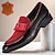 baratos Mocassins de couro premium-mocassins masculinos de couro bovino premium com detalhes em camurça vermelha e laço – sapatos sociais formais de luxo sem cadarço