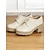 cheap Women&#039;s Oxfords-Women&#039;s Ivory Lace-Up Platform Oxford Shoes – Chunky Heels with Textured Soles for Casual and Office Wear