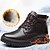 preiswerte Winter- und Schneestiefel-Winterstiefeletten zum Schnüren für Herren mit Kunstfellfutter, rutschfester, robuster Sohle und wasserdichtem Obermaterial aus Leder – ideal für den Außenbereich bei kaltem Wetter