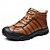 baratos Inverno e botas de neve-botas de caminhada masculinas de couro sintético marrom com forro de pelúcia – calçados de inverno duráveis para aventuras ao ar livre