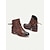 ieftine Cizme Cowboy &amp; Western-botine de damă maro western cu dantelă și toc stivuit - stil rustic vintage pentru ținute casual și festivaluri