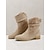 economico Stivali ampi-stivaletti alla caviglia scamosciati beige da donna – stivaletti stile western con tacco basso, casual e comodi