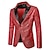 baratos Blazers Clássicos Masculinos-Homens Blazer O negócio Coquetel Festa de Casamento Moda Casual Primavera &amp; Outono Poliéster Tecido Bolsos Botões Confortável Não Trespassado Jaqueta esporte Prata Preto Branco Vermelho