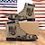 cheap Men&#039;s Sneakers-Men&#039;s Hunting Boots with Patriotic Deer Print – Durable Camouflage Lace-Up Outdoor Footwear