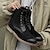 baratos Botas de cano curto-botins masculinos de dois tons com cadarço | design em couro sintético e camurça para uso casual e ao ar livre