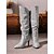 baratos Botas Slouch-botas femininas de cano alto, prateadas e largas – botas estilosas de bico fino com salto agulha para um visual moderno