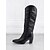 baratos Cowboy &amp; Western Boots-botas western pretas de couro sintético até o joelho com bico fino e salto bloco – estilo cowgirl chique para mulheres