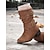 levne Slouch Boots-dámské kozačky do půli lýtek z umělé kůže s pletenou manžetou a dvojitými přezkami – útulná a stylová zimní obuv