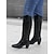 baratos Cowboy &amp; Western Boots-botas western pretas de couro sintético até o joelho com bico fino e salto bloco – estilo cowgirl chique para mulheres