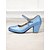 abordables Années 1950-Escarpins Mary Jane bleu clair pour femmes avec bride à boucle décorative et talons compensés – chaussures élégantes pour les fêtes et les événements formels