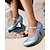 abordables Années 1950-Escarpins Mary Jane bleu clair pour femmes avec bride à boucle décorative et talons compensés – chaussures élégantes pour les fêtes et les événements formels
