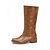 tanie Kowboj i zachodnie buty-brązowe, skórzane, kowbojskie buty damskie w stylu western - wysokość do połowy łydki, z obcasem piętrowym, idealne do swobodnych i rustykalnych stylizacji