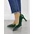 abordables Semiformal-Zapatos de tacón de bloque con punta puntiaguda de charol sintético verde brillante: elegantes zapatos formales para mujer