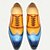 tanie Klasyczne Buty Eleganckie-męskie buty typu brogs oxford z gradientem – najwyższej jakości skóra bydlęca z żółtym i niebieskim wzorem, idealne do pracy, na imprezy lub oficjalne okazje