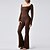 billiga Set och One-Pieces-Dam Jumpsuit Träningsdräkt Onesie Utsvängda byxben Ensfärgat Kroppsdräkt Byxdress Svart Kaffe Yoga Kondition Gymträning Andningsfunktion Mjuk Långärmad Sport Sportkläder Elastisk Smal