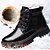 preiswerte Winter- und Schneestiefel-Winterstiefeletten zum Schnüren für Herren mit Kunstfellfutter, rutschfester, robuster Sohle und wasserdichtem Obermaterial aus Leder – ideal für den Außenbereich bei kaltem Wetter