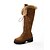 baratos Botas de neve e inverno-botas femininas de camurça sintética com cadarço até o joelho e punhos de pele sintética – calçados de inverno estilosos com sola grossa