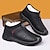 baratos Inverno e botas de neve-sapatos masculinos pretos impermeáveis de inverno sem cadarço – forro de pele sintética quente, sola antiderrapante durável, perfeita para clima frio e atividades ao ar livre